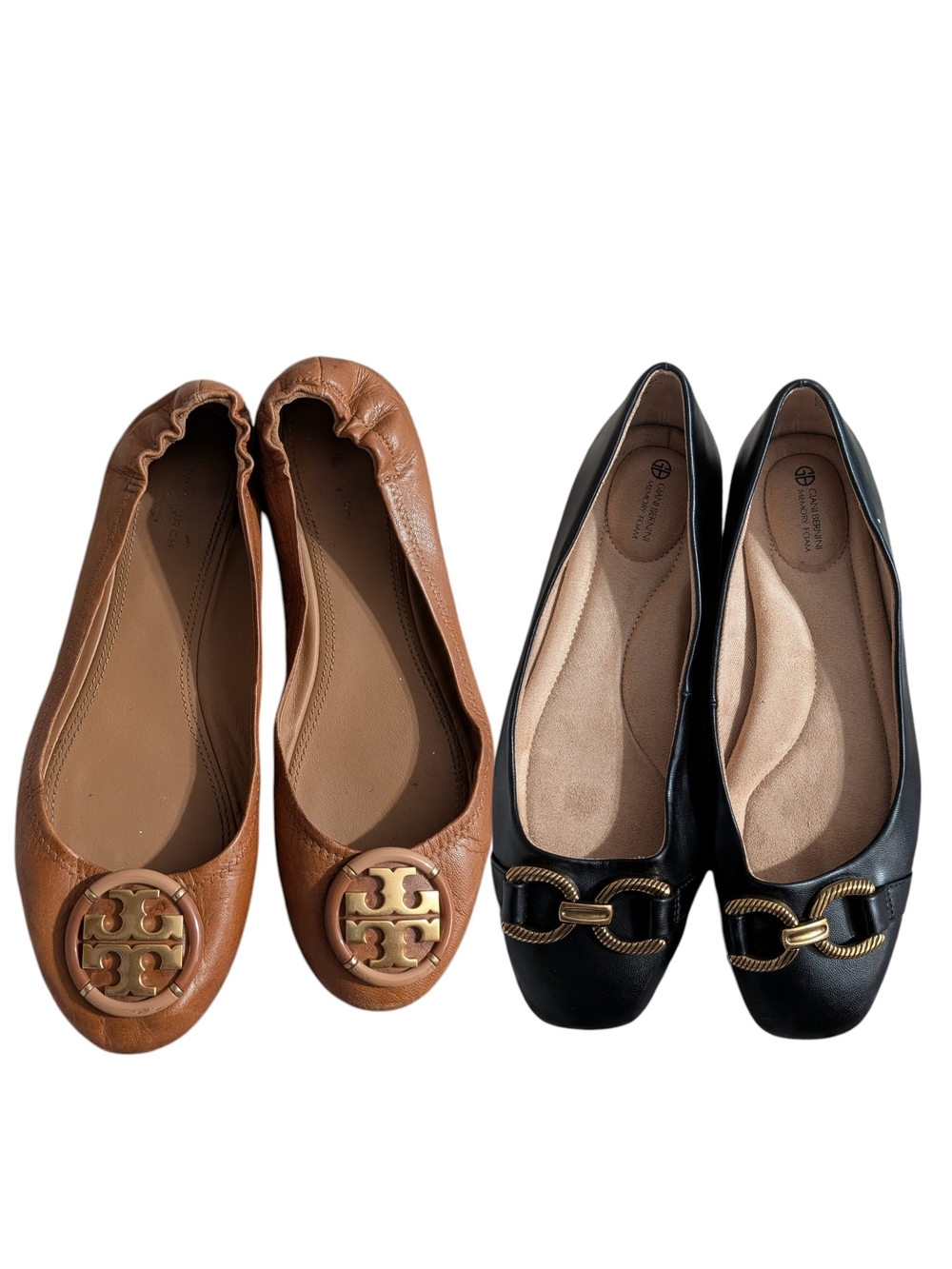 Tory Burch Brown Leather Logo Ballet Flat
